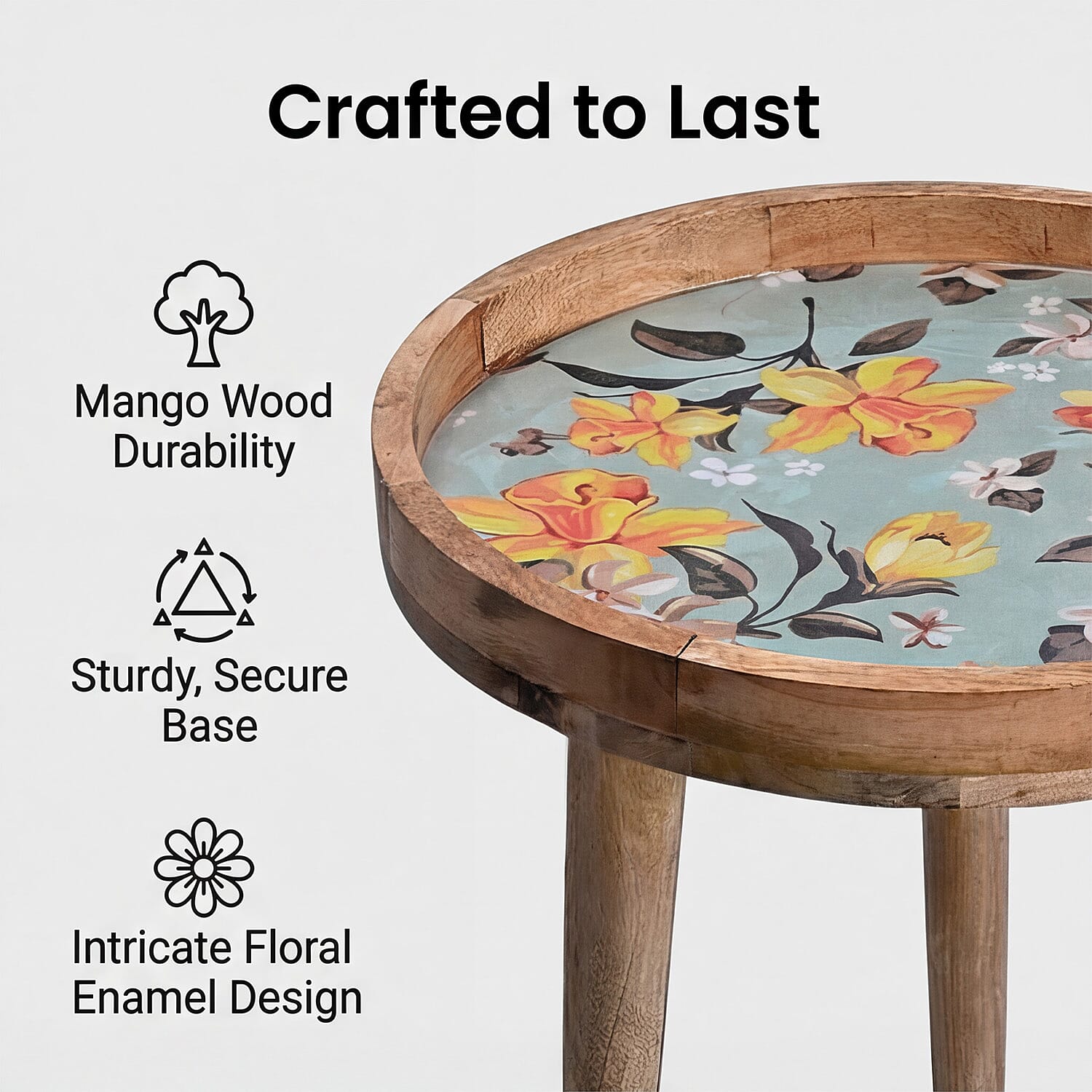 Mango Wood Enamelled Coffee Table (Size 45 x 45 cm) Flat Packed - Yellow