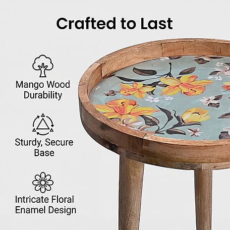 Mango Wood Enamelled Coffee Table (Size 45 x 45 cm) Flat Packed - Yellow