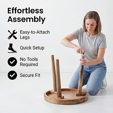 Mango Wood Enamelled Coffee Table (Size 45 x 45 cm) Flat Packed - Yellow