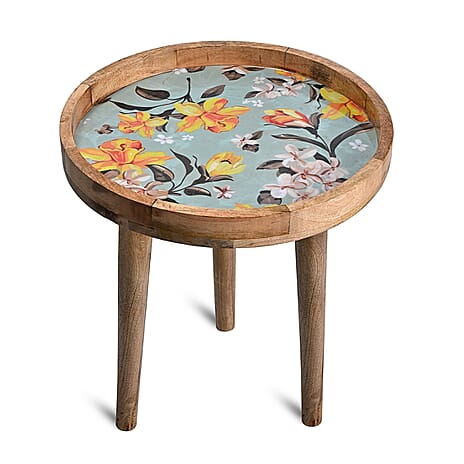 Mango Wood Enamelled Coffee Table (Size 45 x 45 cm) Flat Packed - Yellow
