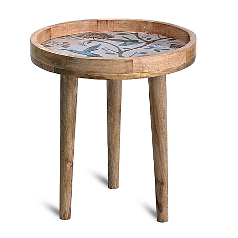 Mango Wood Enamelled Coffee Table (Size 45 x 45 cm) Flat Packed - Blue