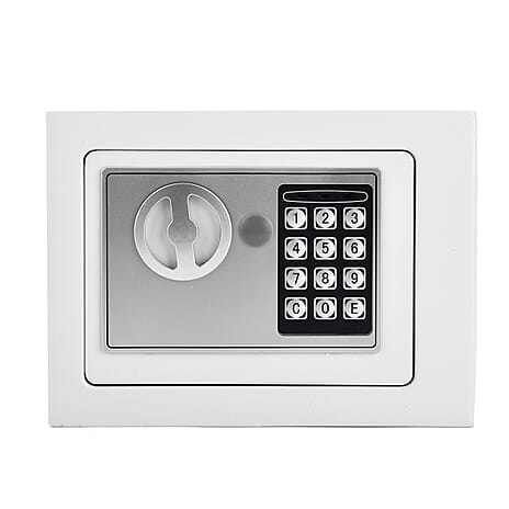 LOWEST EVER PRICE - 17E Carbon Steel Safe Box with Electronic Lock (Size 17x23x17cm) - White