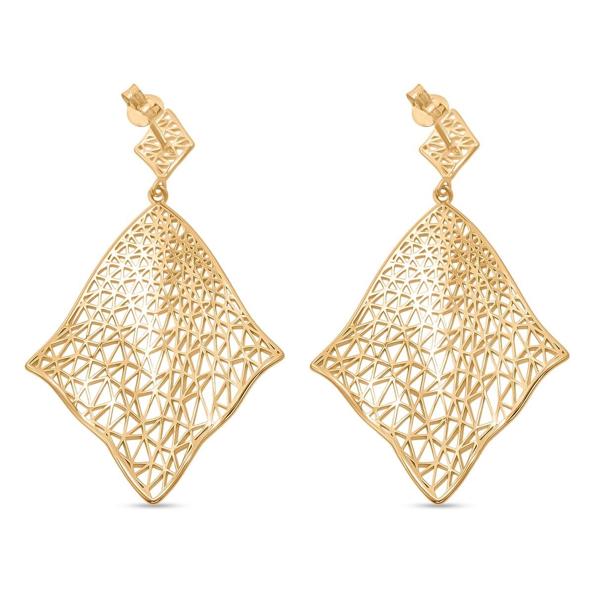 Treasure Of Siam - Sterling Silver Earrings with Push Back in Yellow Gold Plating Treasure Of Siam - Sterling Silver Earrings with Push Back in Yellow Gold Plating