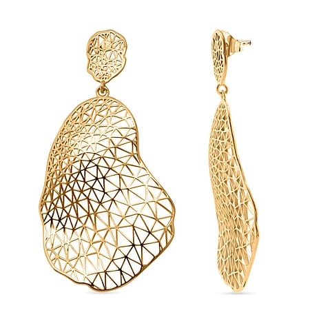 Treasure Of Siam - Sterling Silver Statement Earring with Push Back in Yellow Gold Plating