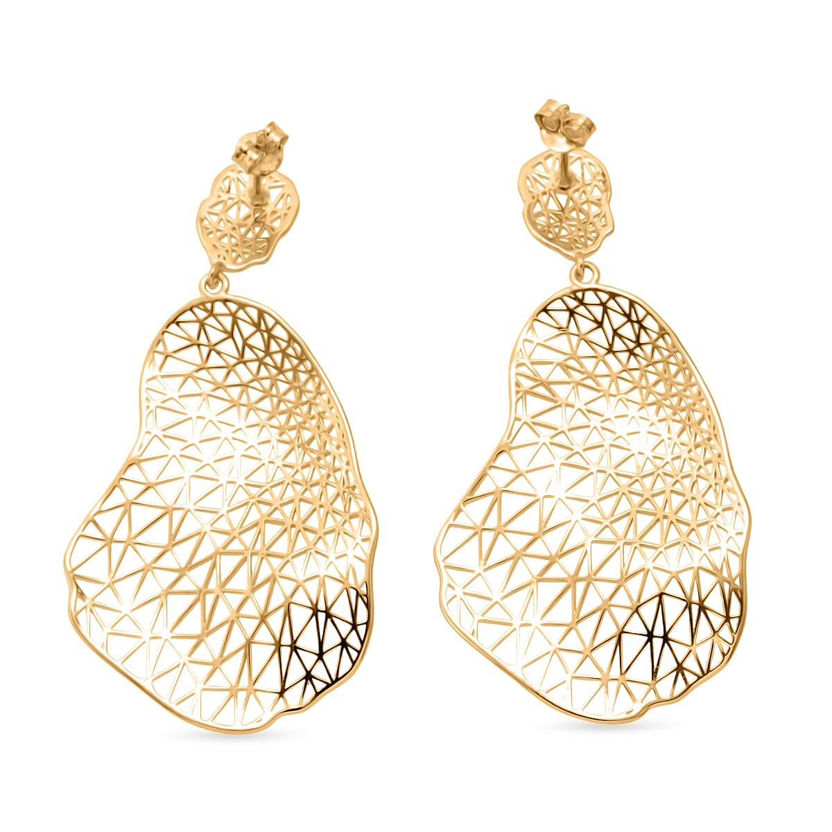 Treasure Of Siam - Sterling Silver Statement Earring with Push Back in Yellow Gold Plating Treasure Of Siam - Sterling Silver Statement Earring with Push Back in Yellow Gold Plating