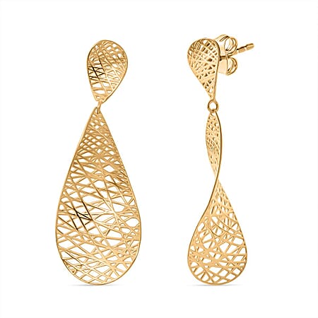 Treasure Of Siam - Sterling Silver Earrings with Push Back in Yellow Gold Plating
