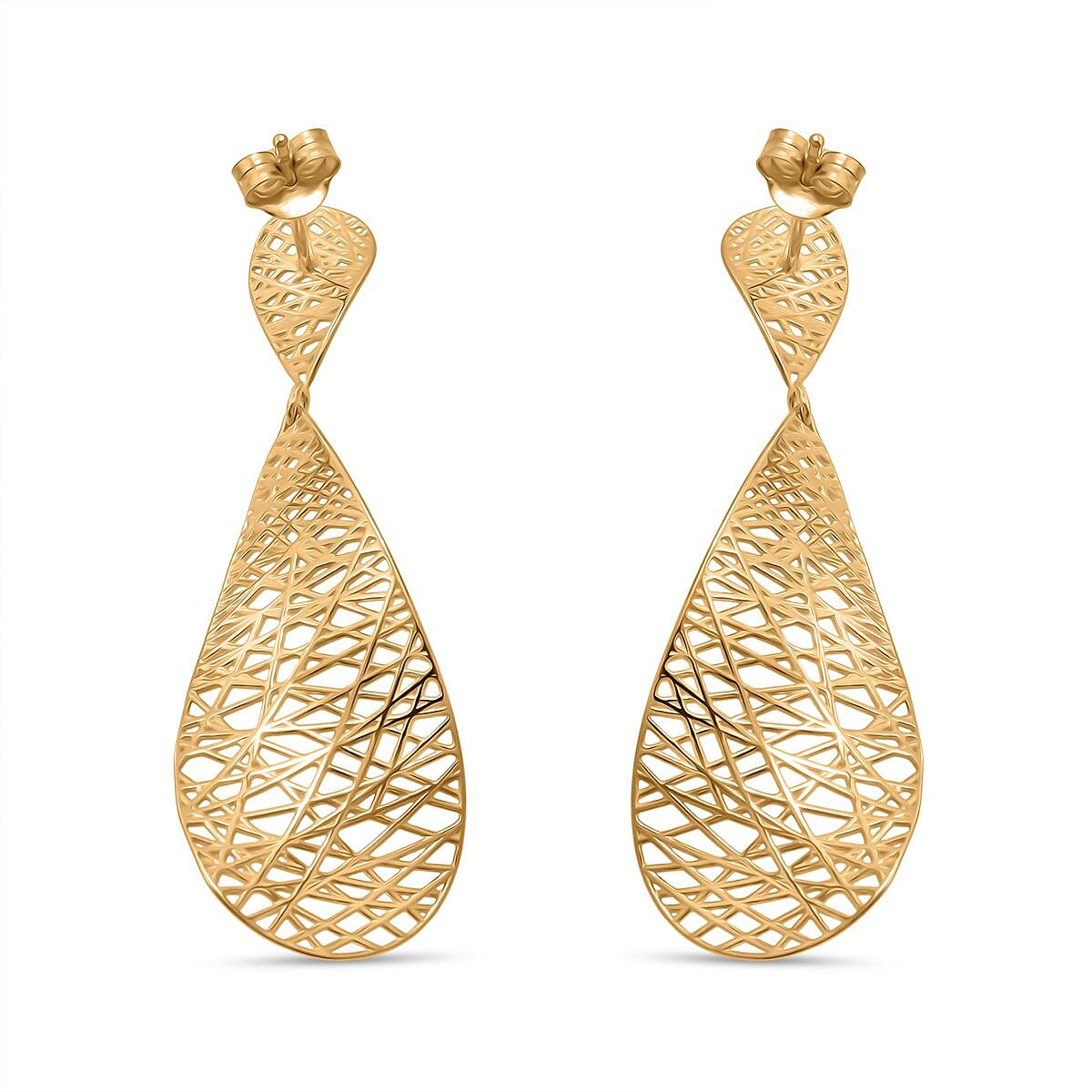 Treasure Of Siam - Sterling Silver Earrings with Push Back in Yellow Gold Plating Treasure Of Siam - Sterling Silver Earrings with Push Back in Yellow Gold Plating