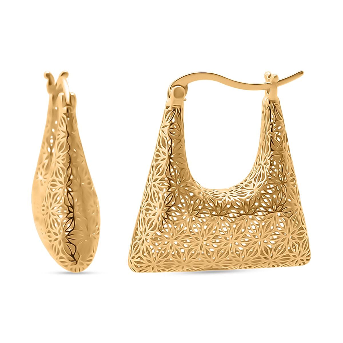 Treasure Of Siam - Sterling Silver Earrings with Push Back in Yellow Gold Plating