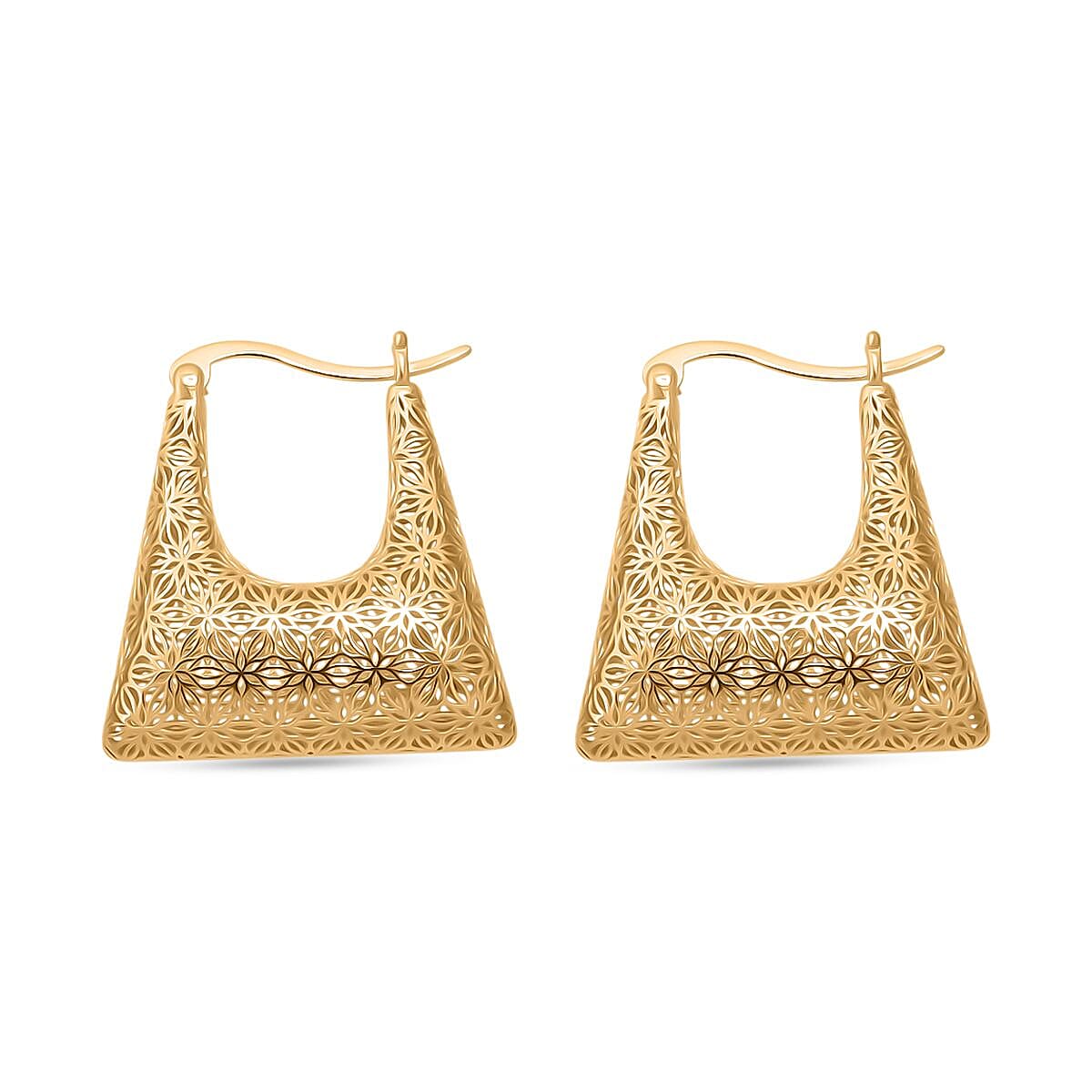 Treasure Of Siam - Sterling Silver Earrings with Push Back in Yellow Gold Plating