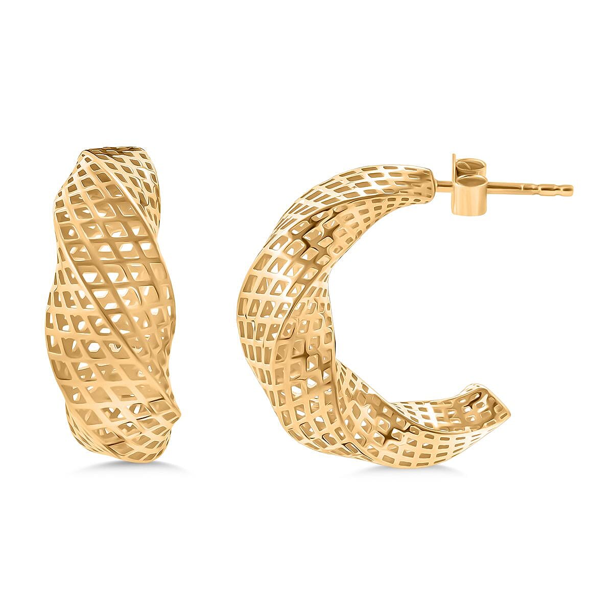 Sterling Silver Earring with Push Back in Yelllow Gold Plating