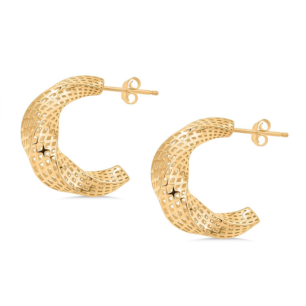 Sterling Silver Earring with Push Back in Yelllow Gold Plating