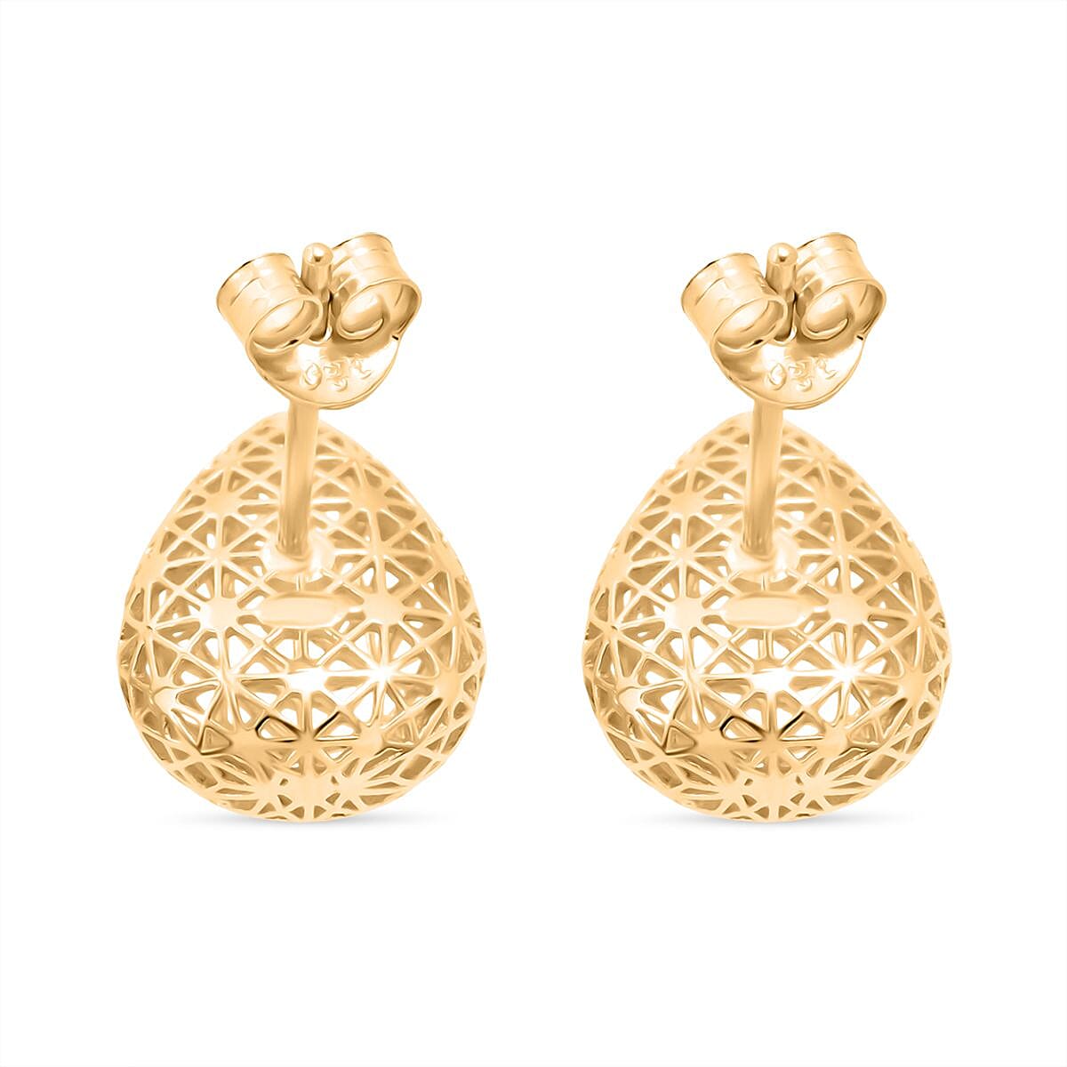 Treasure Of Siam - Sterling Silver Drop Push Back Earring in Yellow Gold Plating