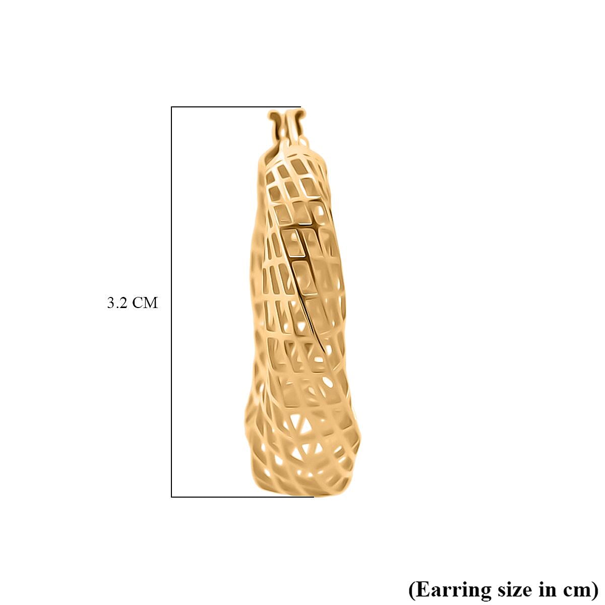 Treasure Of Siam - Sterling Silver Hoop Earring with Clasp in Yellow Gold Plating