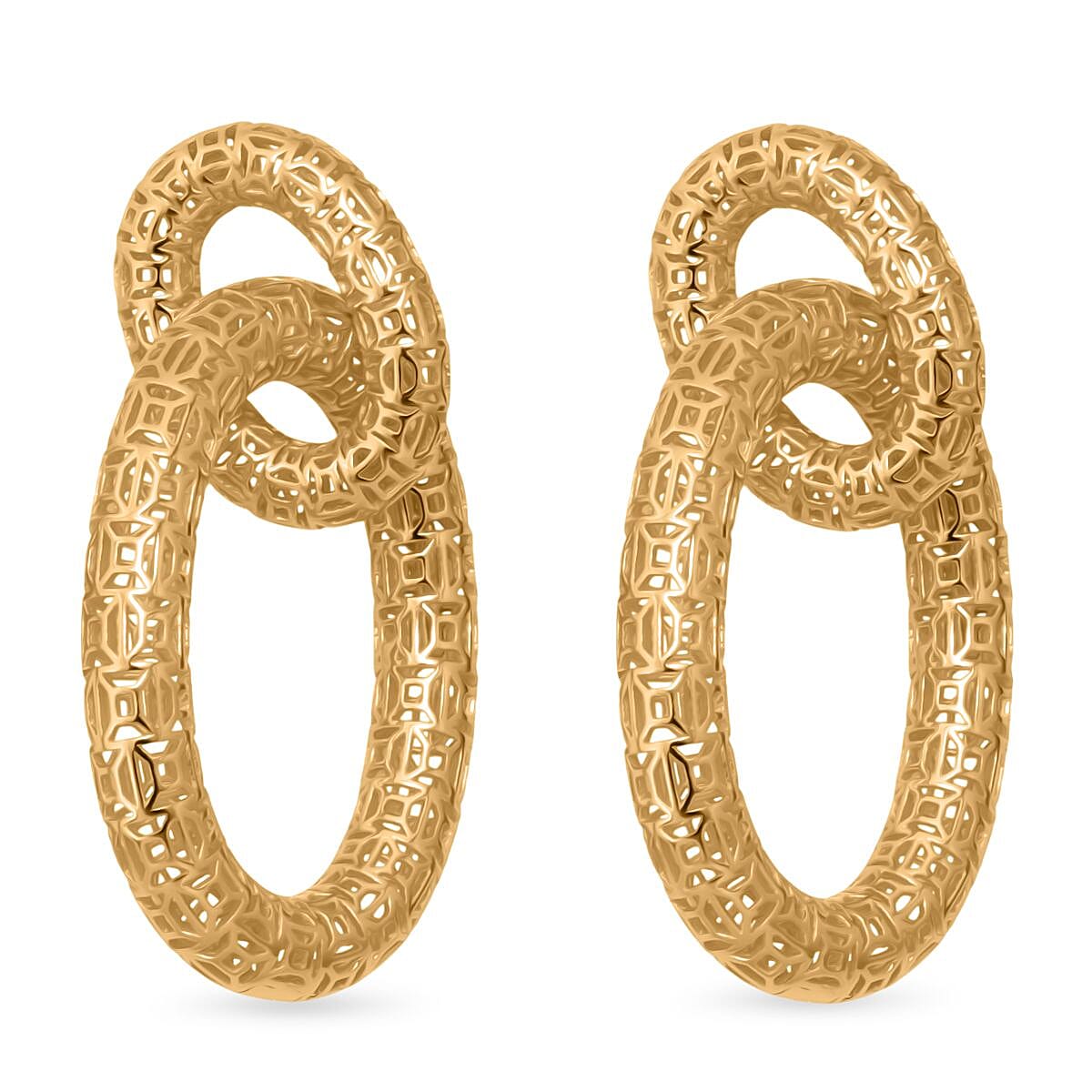 Treasure Of Siam - Sterling Silver Push Back Earring in Yellow Gold Plating