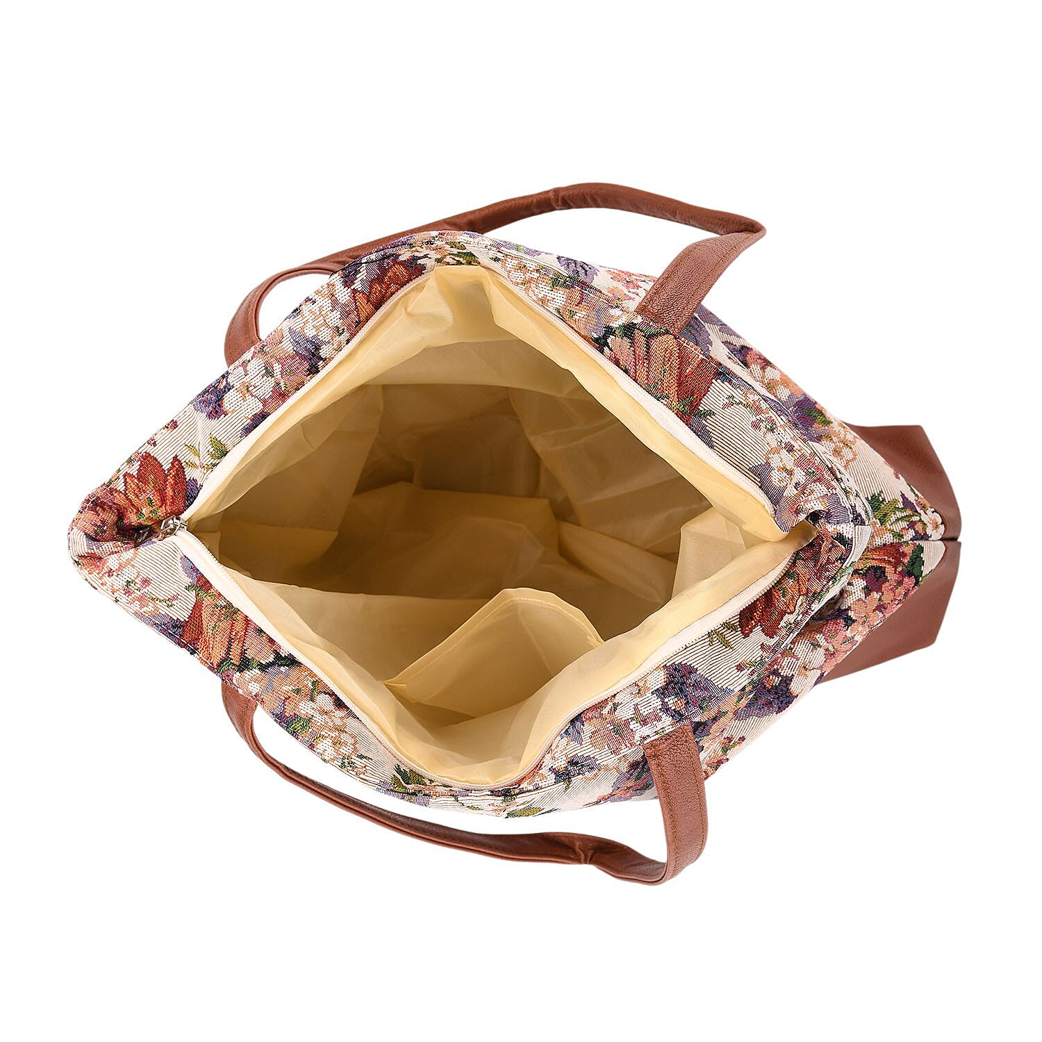 Flower Tote Bag (Size 35x12x36 cm) - White Multi & Multicolor