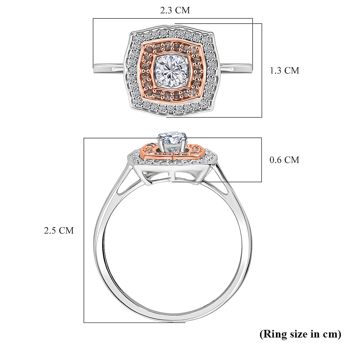 Luxoro 9K Rose Gold White Diamond & Champagne Diamond I3 Ring Luxoro 9K Rose Gold White Diamond & Champagne Diamond I3 Ring