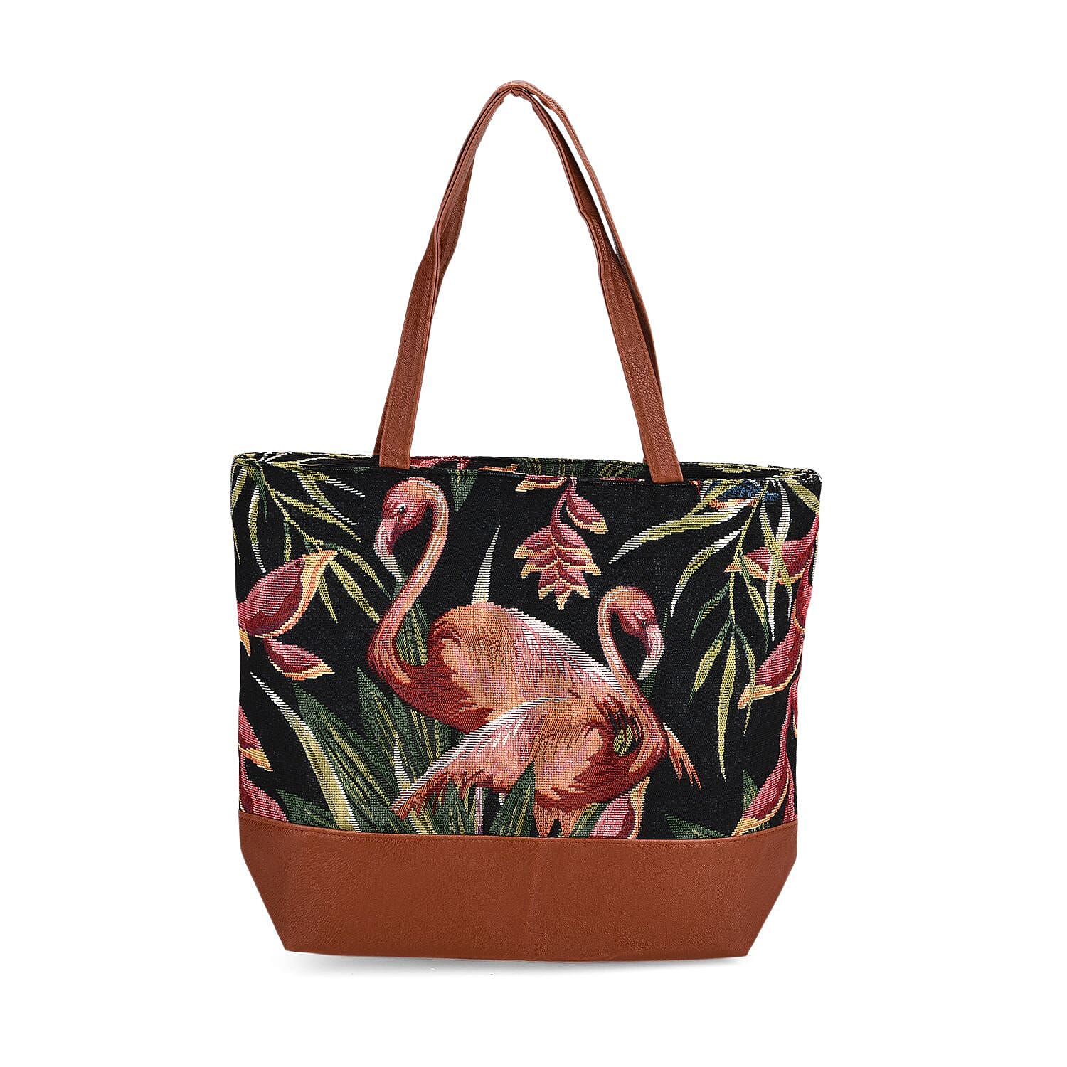Flamingo Tote Bag (Size 35x12x36 cm) - Navy Pink & Navy Pink