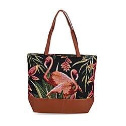 Floral Print Jacquard Tote Bag - Beige & Multicolour