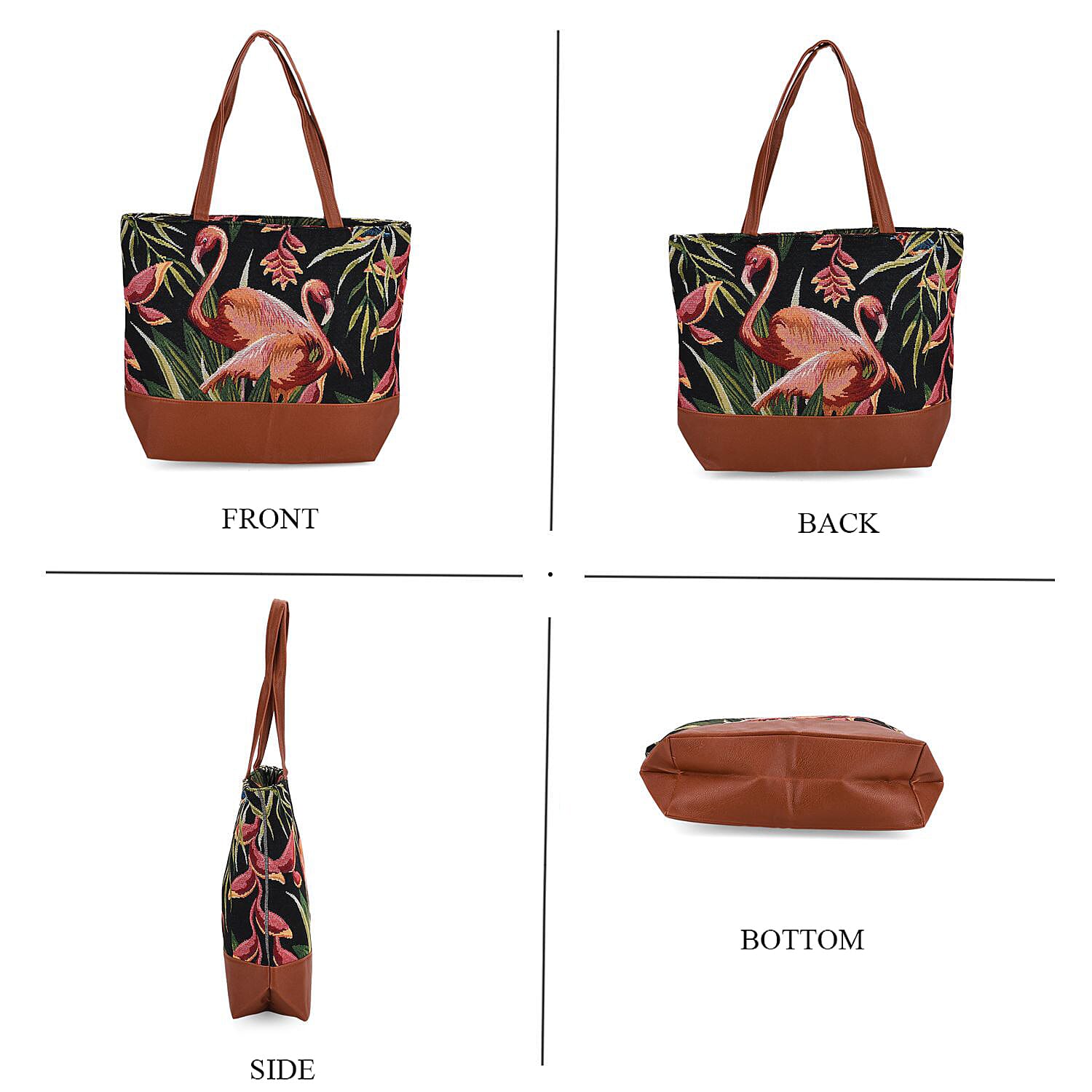 Flamingo Tote Bag (Size 35x12x36 cm) - Navy Pink & Navy Pink