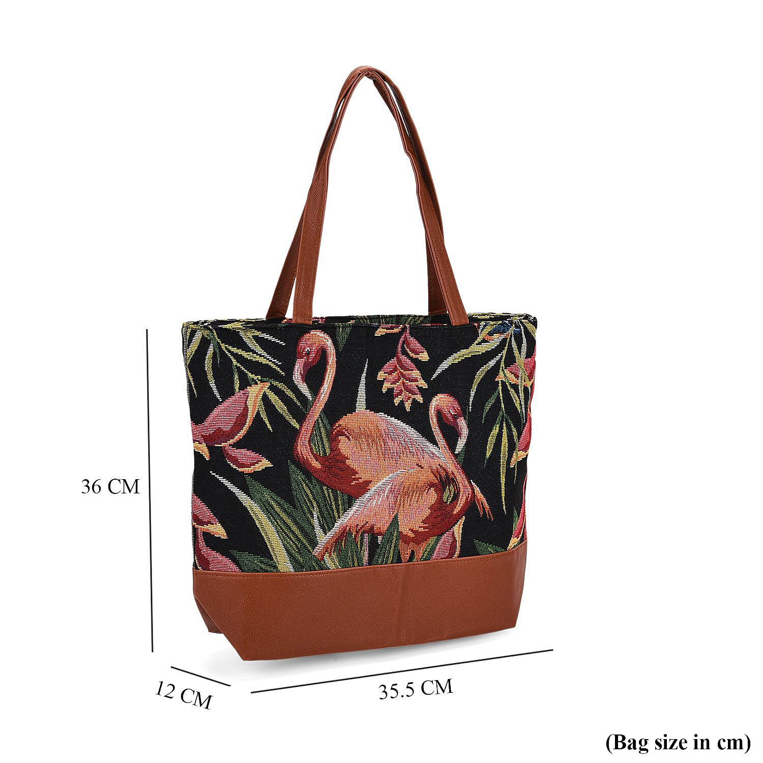 Flamingo Tote Bag (Size 35x12x36 cm) - Navy Pink & Navy Pink