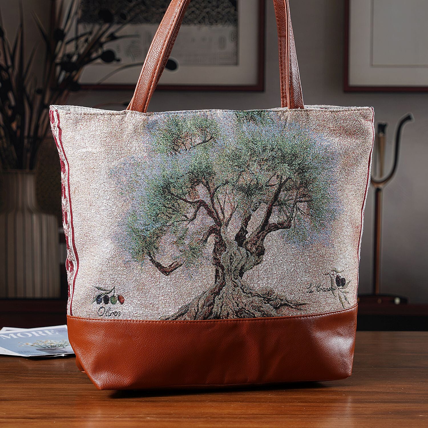 Tree Tote Bag (Size 35x12x36 cm) - Green & Green