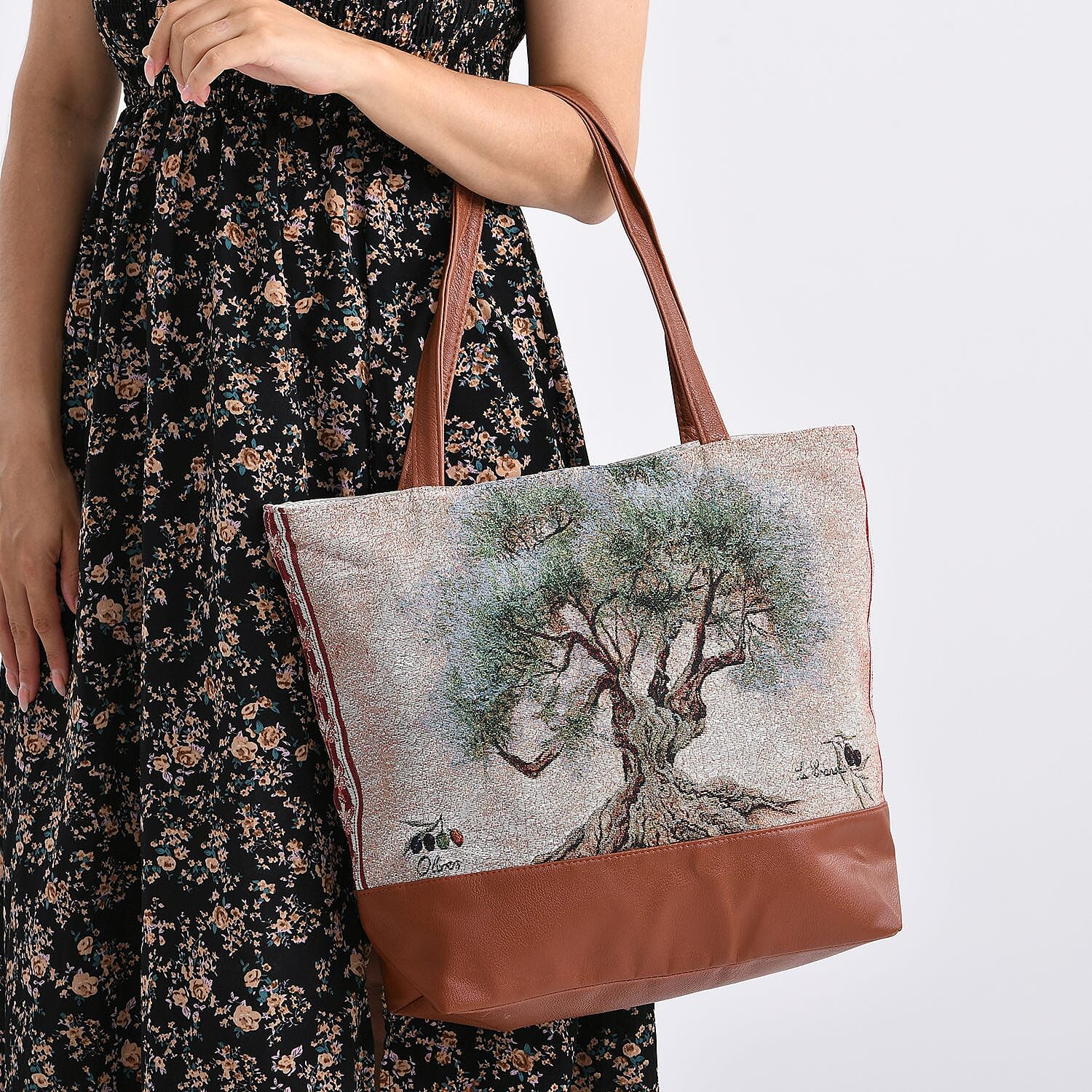 Tree Tote Bag (Size 35x12x36 cm) - Green & Green