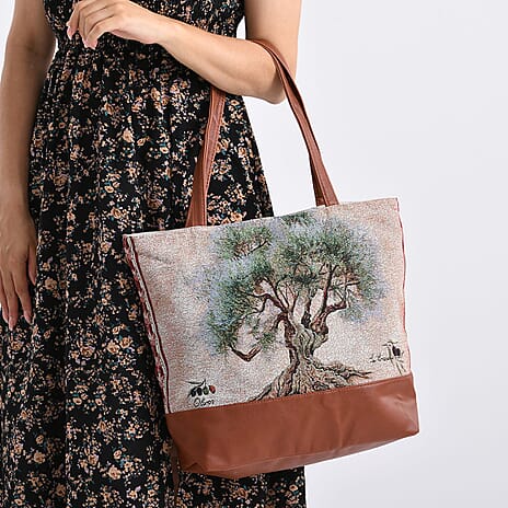 Tree Tote Bag (Size 35x12x36 cm) - Green & Green