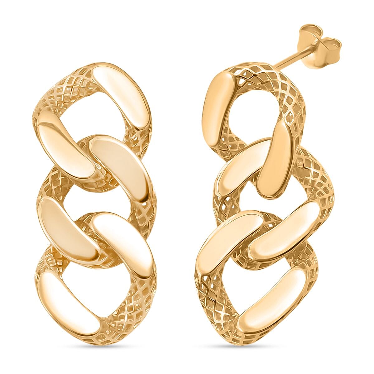 Treasure Of Siam - Sterling Silver Push Back Earring in Yellow Gold Plating