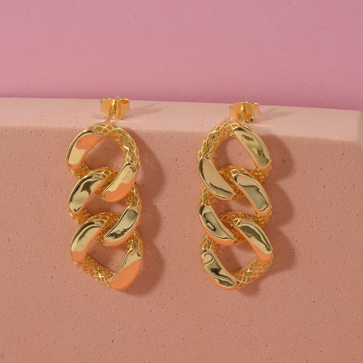 Treasure Of Siam - Sterling Silver Push Back Earring in Yellow Gold Plating