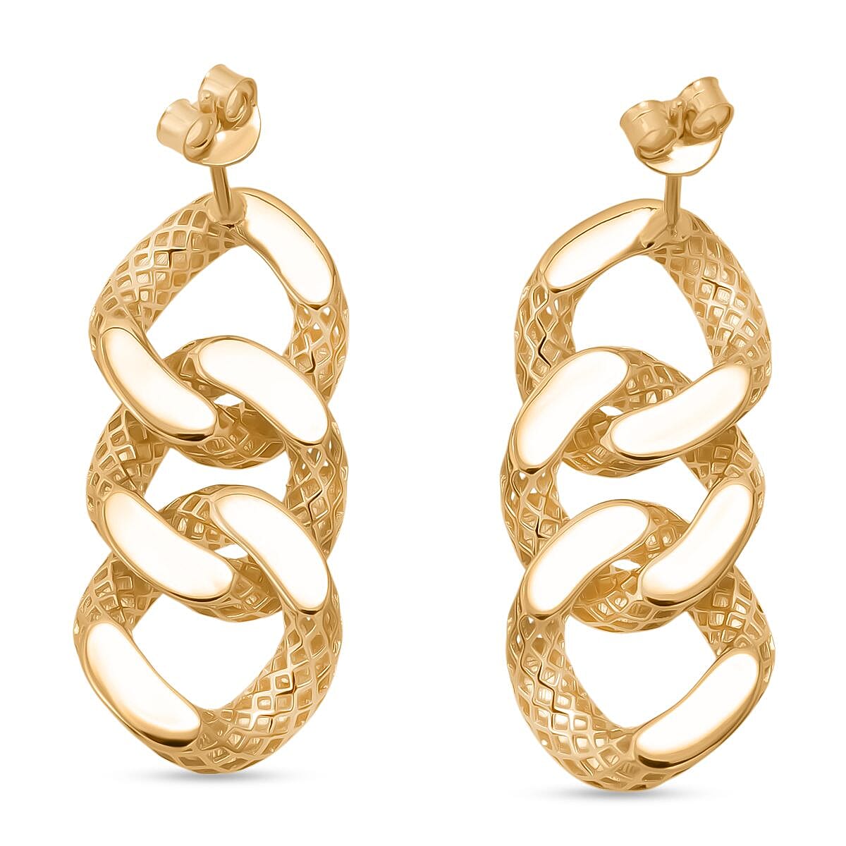 Treasure Of Siam - Sterling Silver Push Back Earring in Yellow Gold Plating