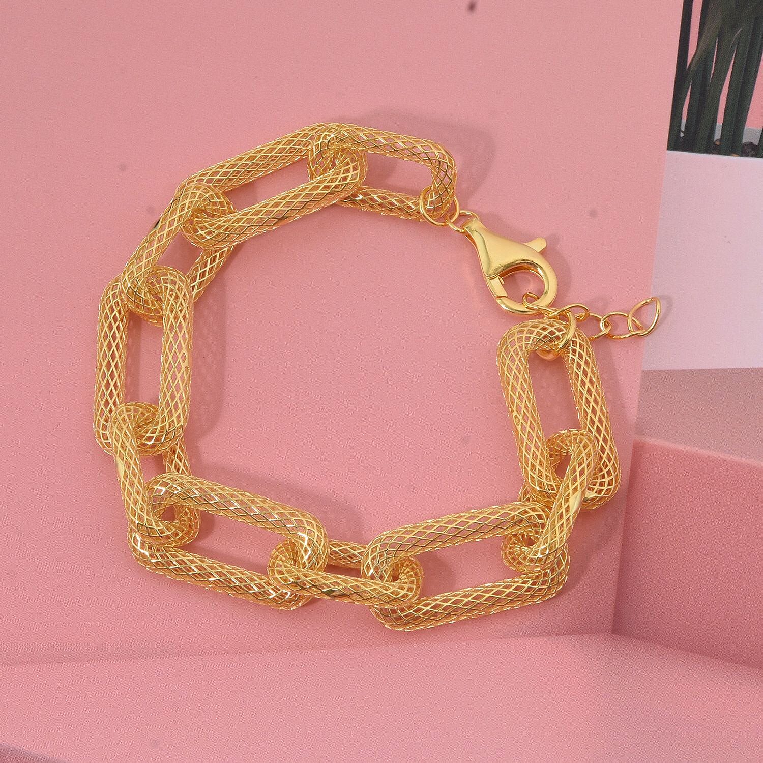 Treasures of Siam - Yellow Gold Plated Sterling Silver Bracelet (Size - 7-1 Ext) Silver wt. 12.10 Gms.