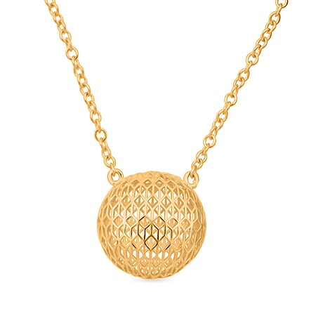 Treasure Of Siam - Sterling Silver Disk Pendant Necklace (Size - 18-1 Ext) in Yellow Gold Plating Treasure Of Siam - Sterling Silver Disk Pendant Necklace (Size - 18-1 Ext) in Yellow Gold Plating
