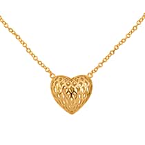 Treasure Of Siam - Sterling Silver Heart Pendant Necklace (Size - 18-1 Ext) in Yellow Gold Plating