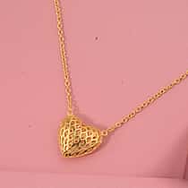 Treasure Of Siam - Sterling Silver Heart Pendant Necklace (Size - 18-1 Ext) in Yellow Gold Plating