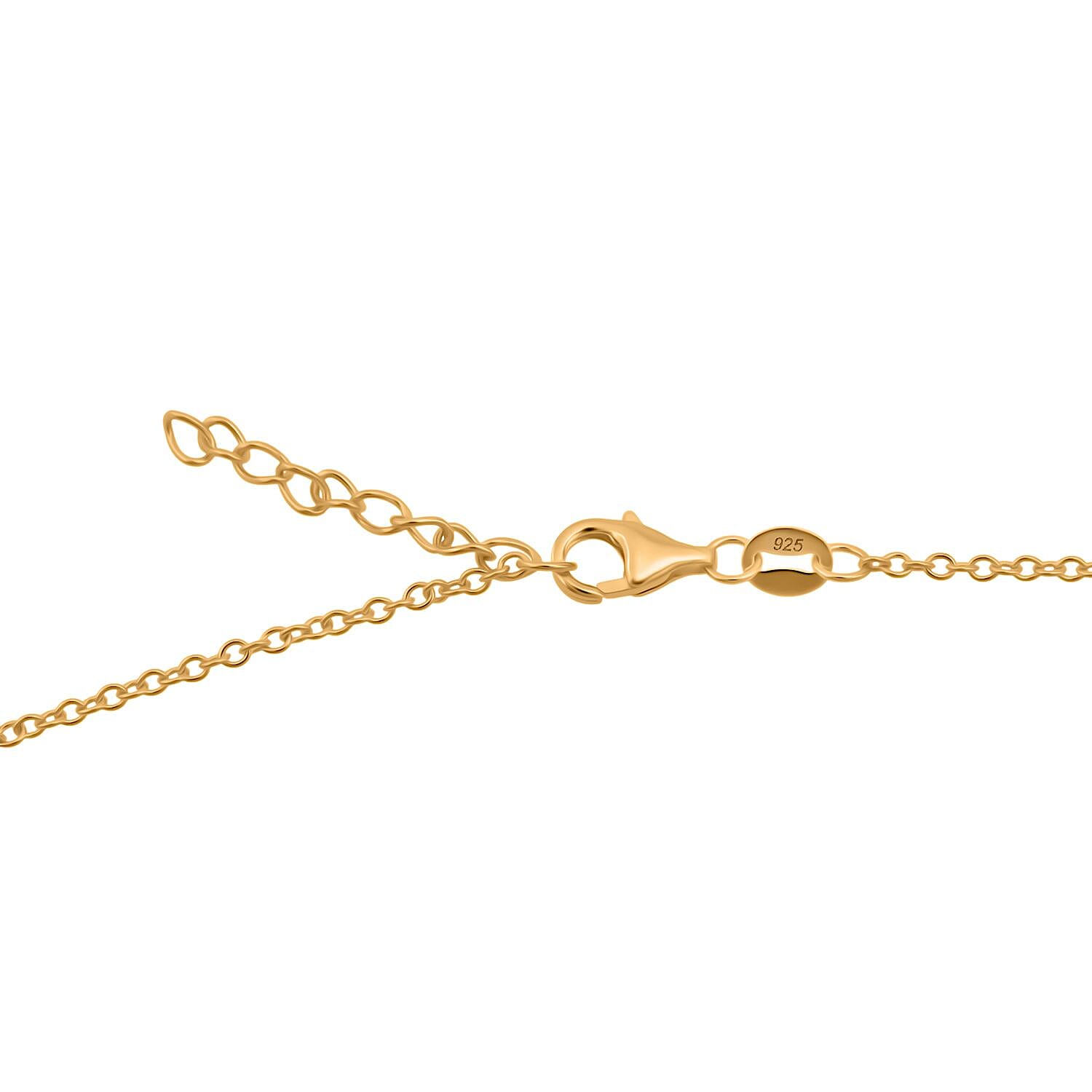 Treasure Of Siam - Sterling Silver Heart Necklace (Size 18 - 1 Ext) in Yellow Gold Plating