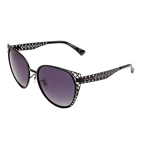 PRIVE REVAUX The Monarch - Black Polarized Lattice Cat-Eye Sunglasses with UV400 Protection