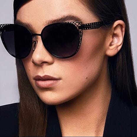 PRIVE REVAUX The Monarch - Black Polarized Lattice Cat-Eye Sunglasses with UV400 Protection