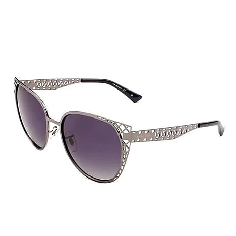 PRIVE REVAUX The Monarch - Gunmetal Cat-Eye Sunglasses with Lattice Detail - Polarized Gradient Len