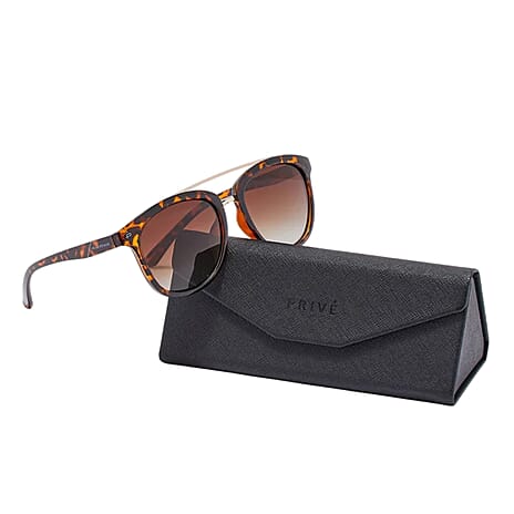PRIVE REVAUX The Judge - Polarized Tortoise Sunglasses with Gold Brow Bar