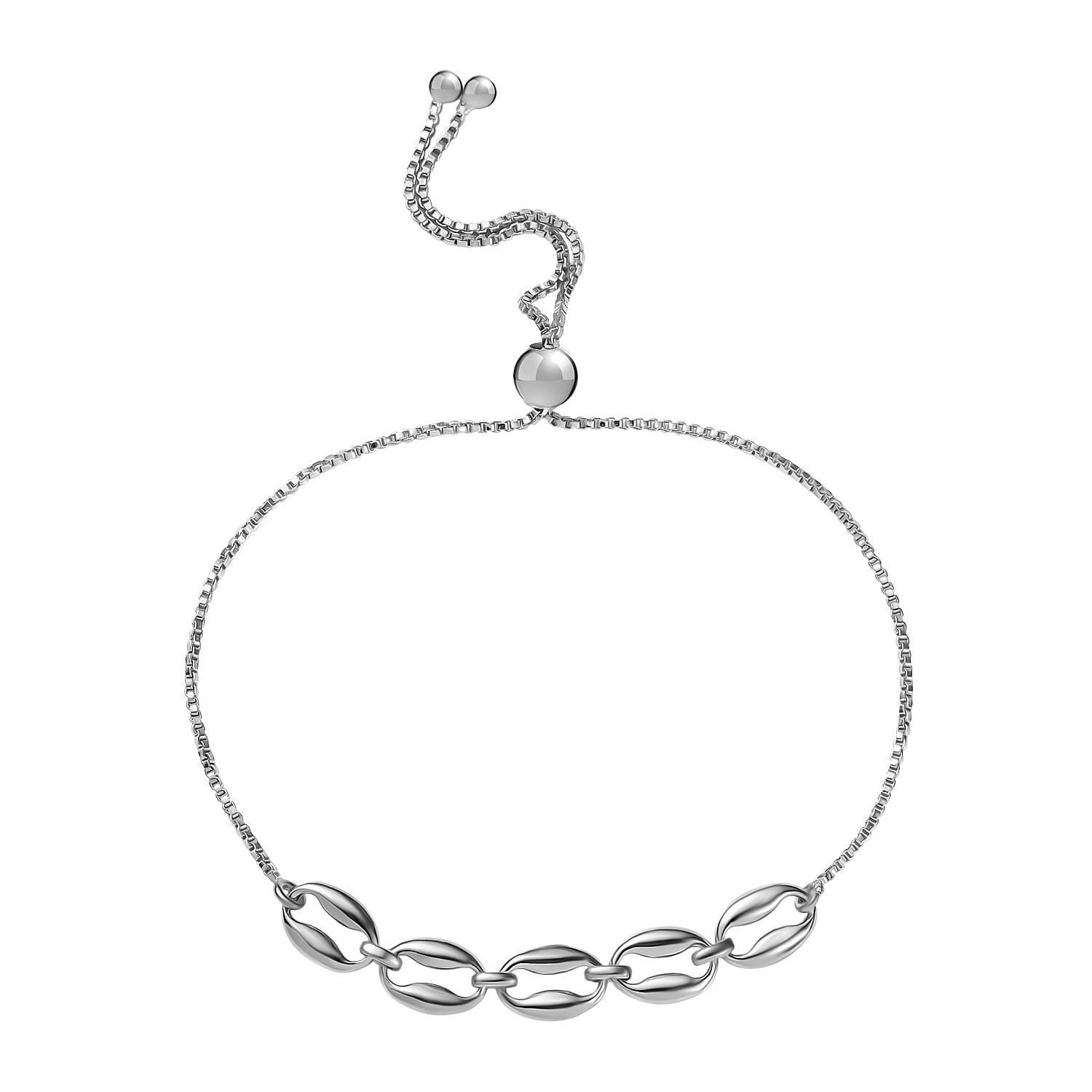 Designer Closeout Deal - Platinum Overlay Sterling Silver Fancy Mainer Bracelet (Adjustable Upto Size - 10.5)