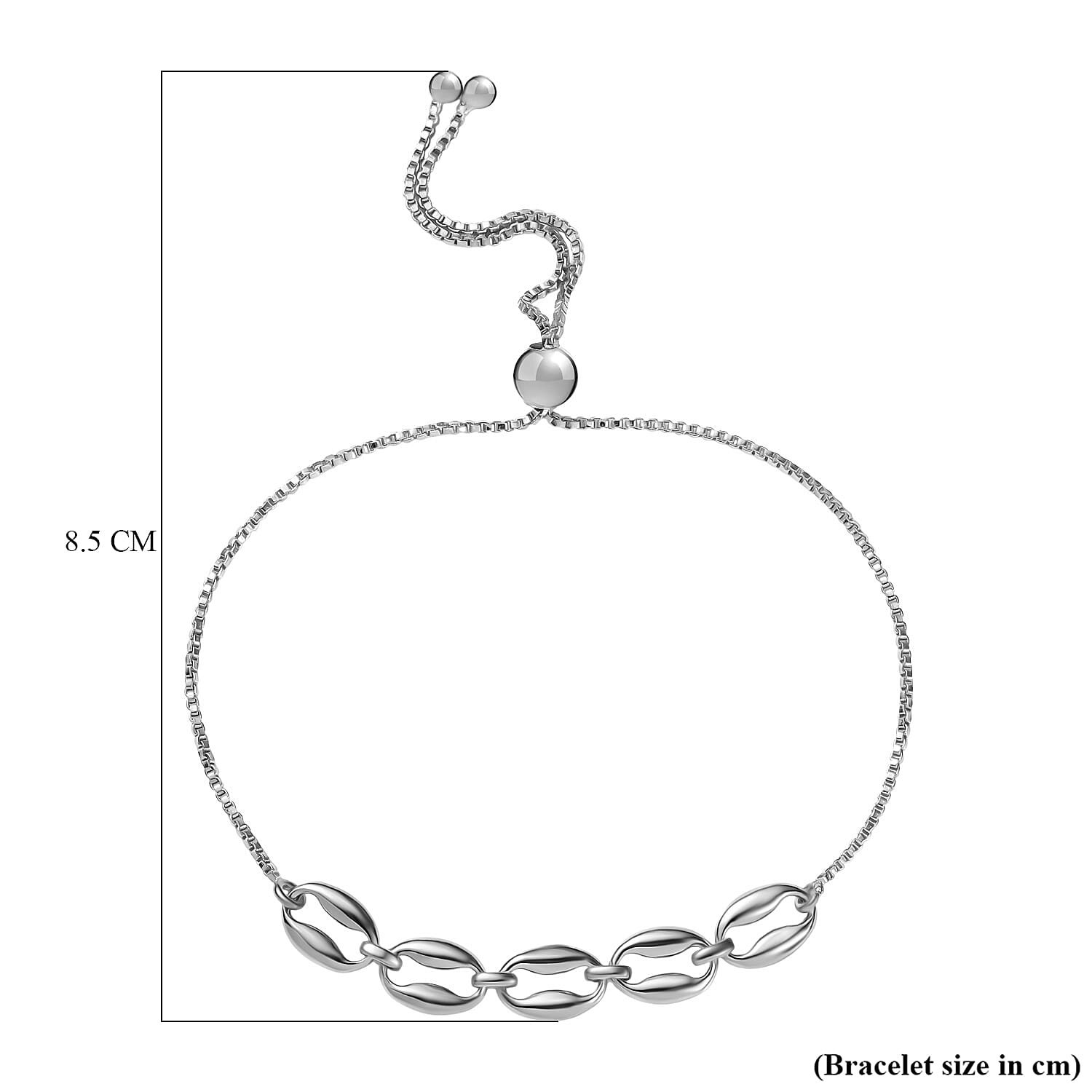 Designer Closeout Deal - Platinum Overlay Sterling Silver Fancy Mainer Bracelet (Adjustable Upto Size - 10.5)