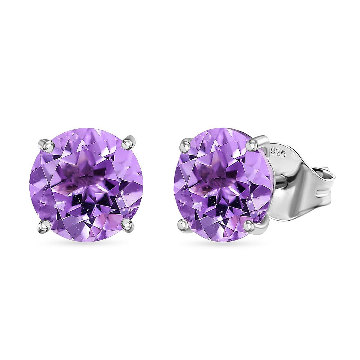 D'joy Rose De France Amethyst Solitaire Stud Push Post Earring