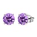 D'joy Rose De France Amethyst Solitaire Stud Push Post Earring in Rose Gold Plated Sterling Silver 3.72 Ct.
