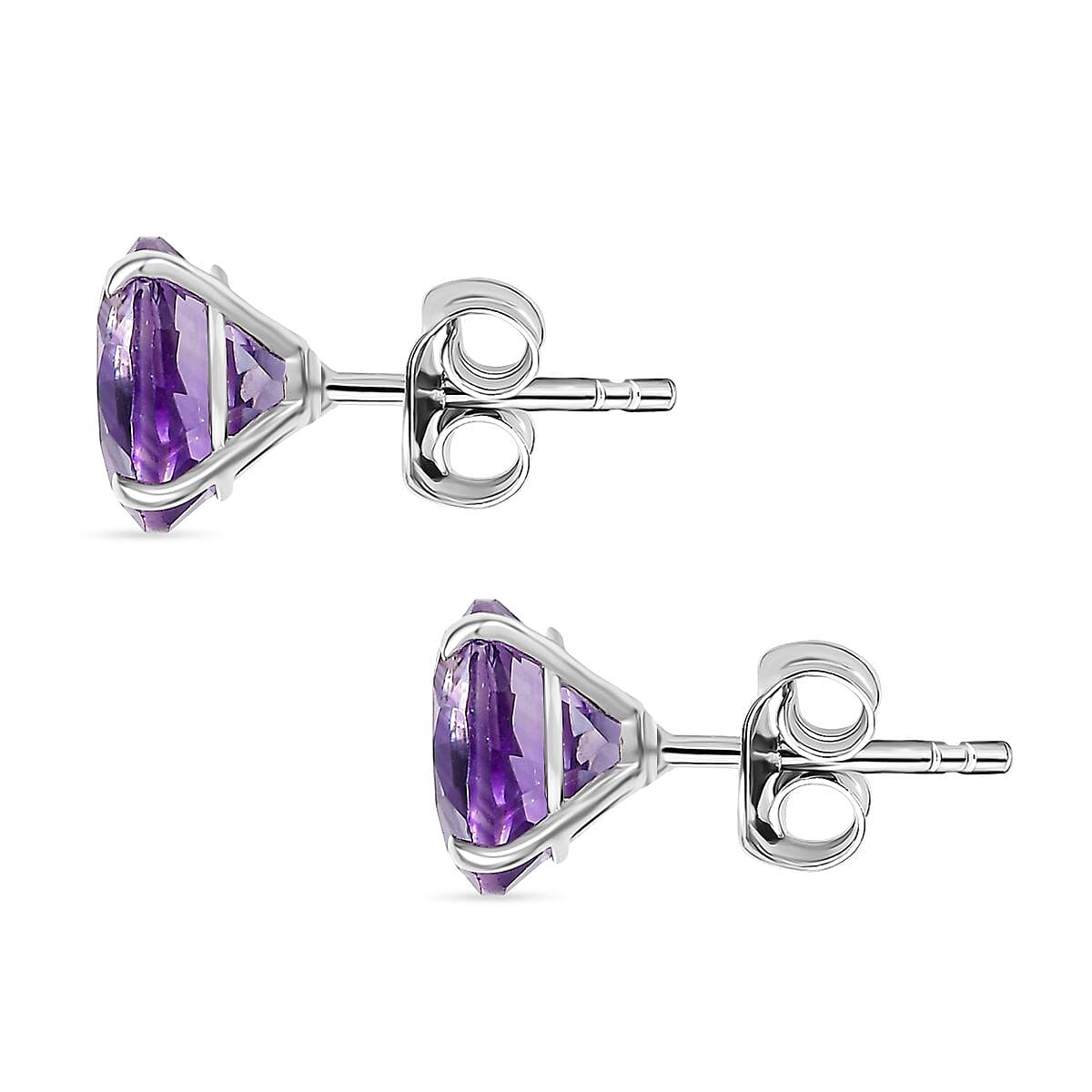 D'joy Rose De France Amethyst Solitaire Stud Push Post Earring