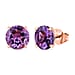 D'joy Rose De France Amethyst Solitaire Stud Push Post Earring in Rose Gold Plated Sterling Silver 3.72 Ct.