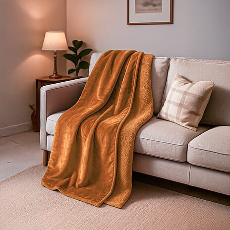 THE EPITOME OF LUXURY - Super Luxurious 550 GSM Fluffy and Cozy Large Blanket (200 x 150 cm) - Amber