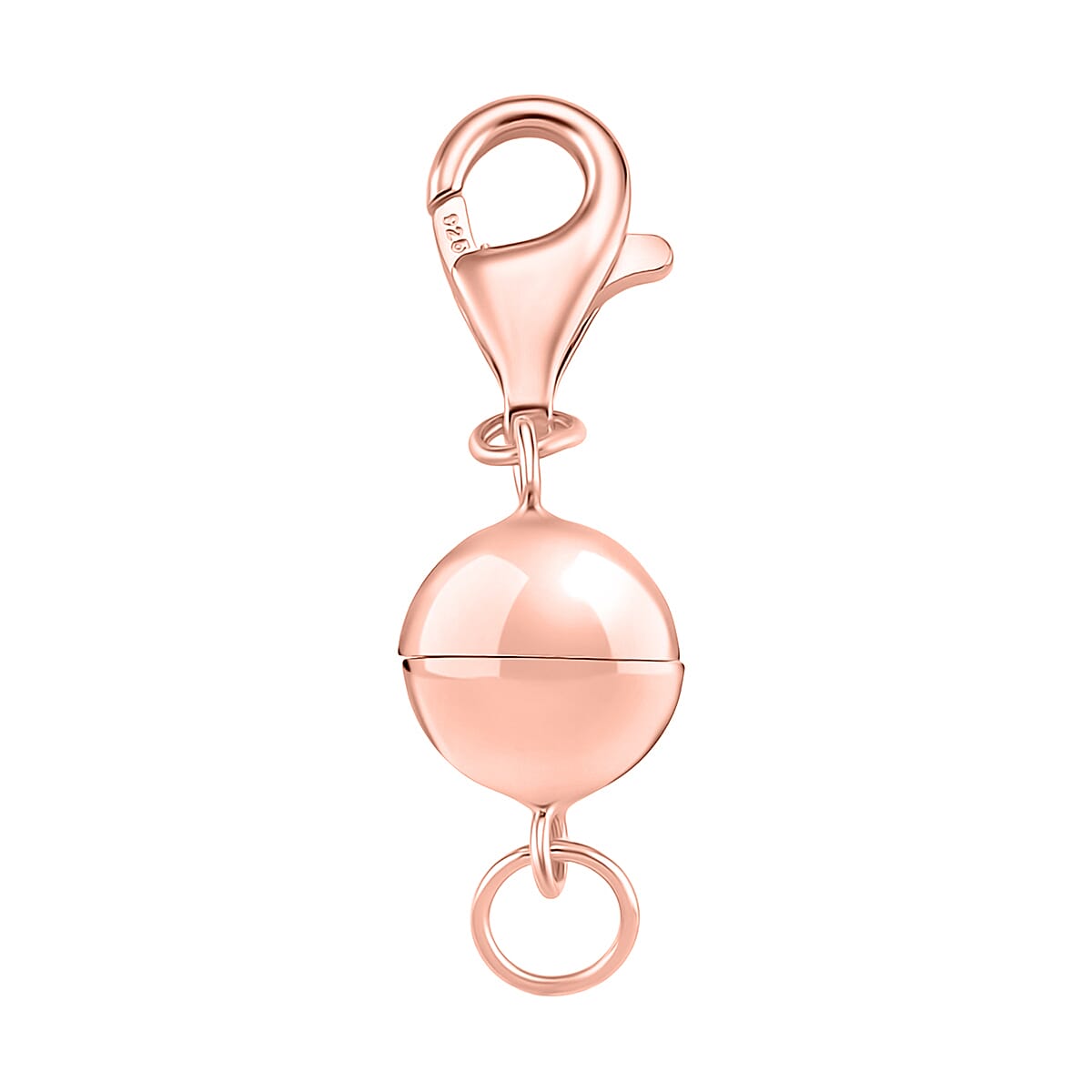 Sterling Silver Magnetic Lock with Lobster Clasp in Rose Gold Plated