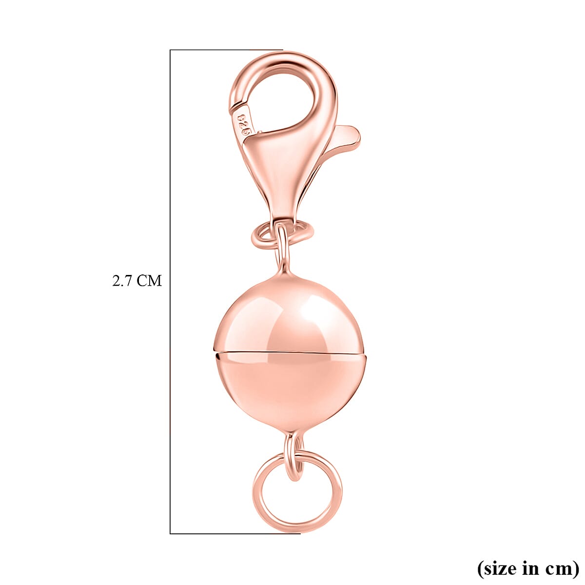Sterling Silver Magnetic Lock with Lobster Clasp in Rose Gold Plated
