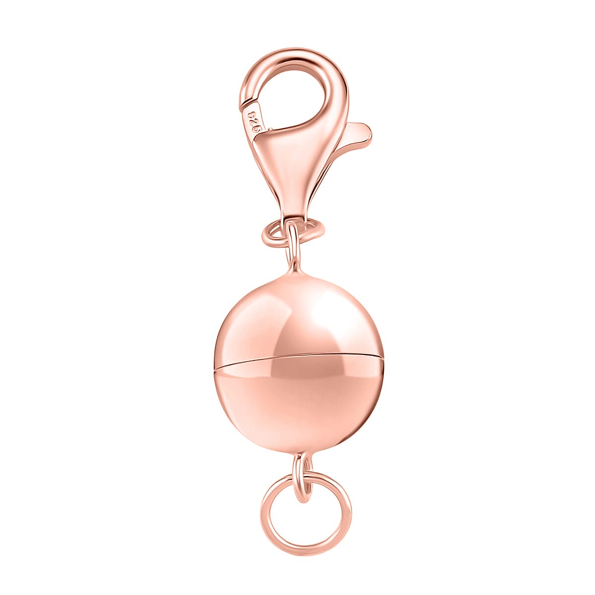 Sterling Silver Magnetic Lock with Lobster Clasp in Rose Gold Plating