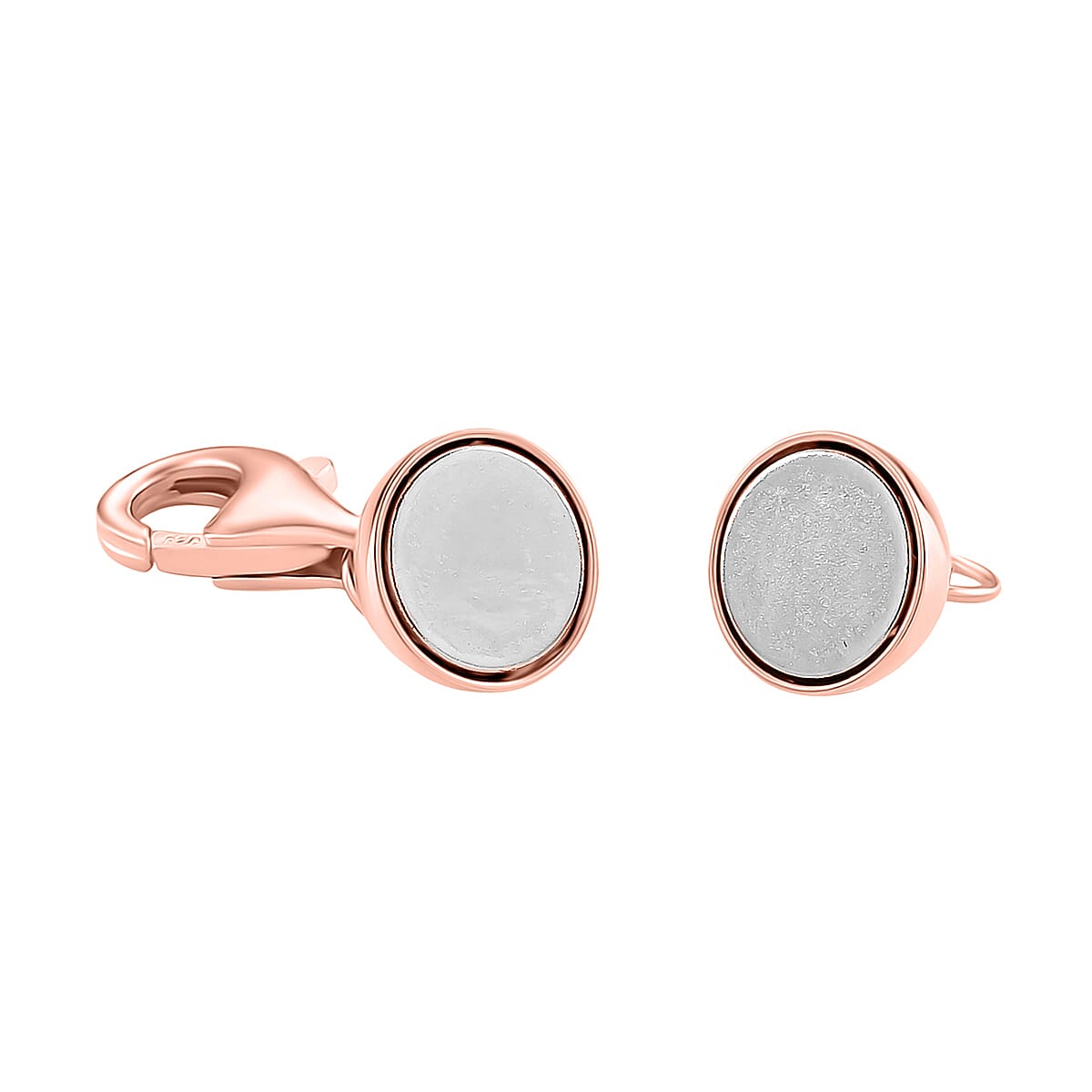 Sterling Silver Magnetic Lock with Lobster Clasp in Rose Gold Plating